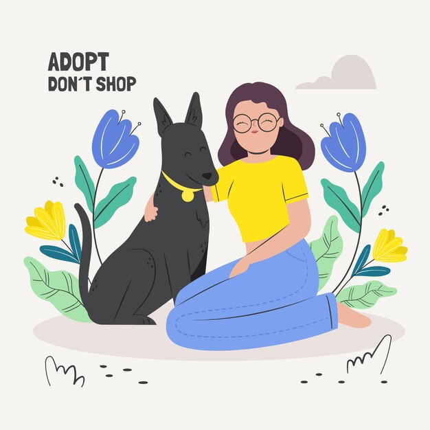Flat adoptar una ilustración de perro