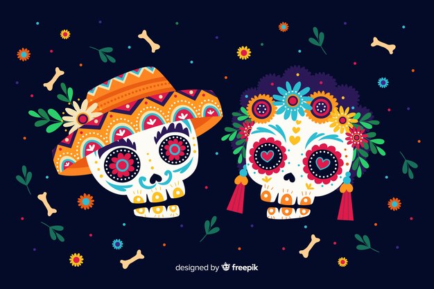 Flat design dia de muertos wallpaper