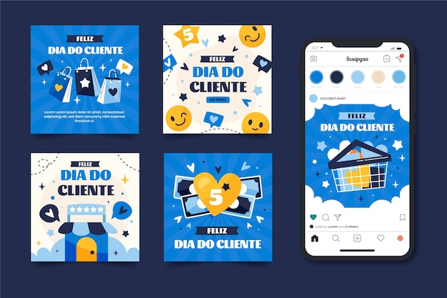 Flat dia do cliente sale colección de publicaciones de instagram