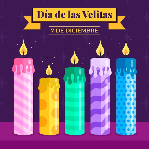 Vector gratuito flat día de las velitas celebración