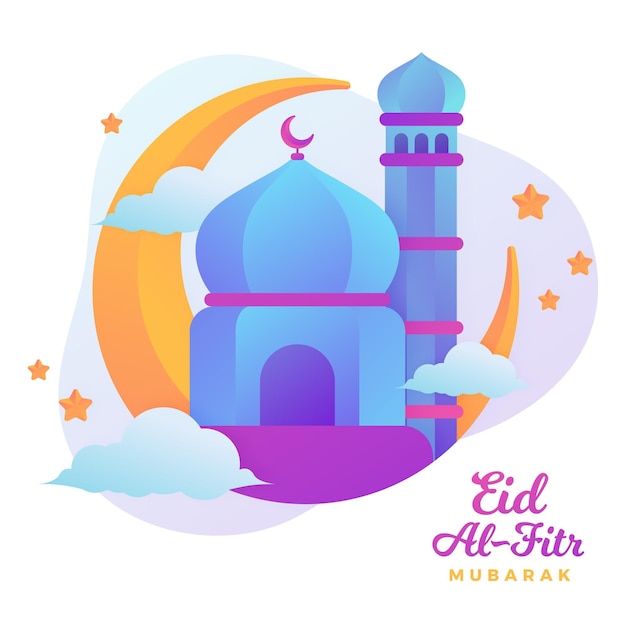 Vector gratuito flat eid al-fitr - ilustración de eid mubarak