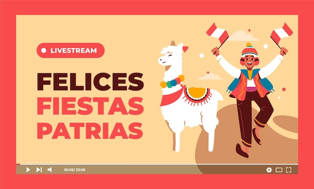 Vector gratuito flat fiestas patrias peru youtube thumbnail