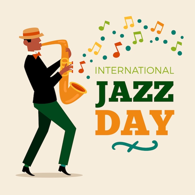 Vector gratuito flat international jazz day