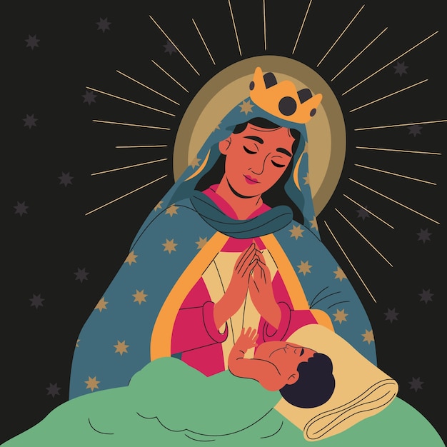 Vector gratuito flat nuestra senora de la altagracia ilustración