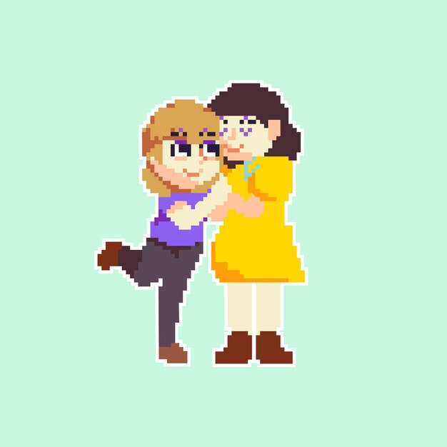 Flat pixel art orgullo mes banderas e ilustración de personas
