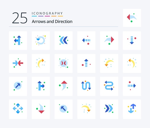 Flecha 25 paquete de iconos de color plano que incluye dirección de flecha flecha flecha derecha