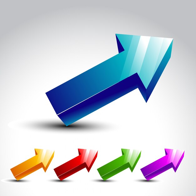 Flecha 3d en diferentes colores