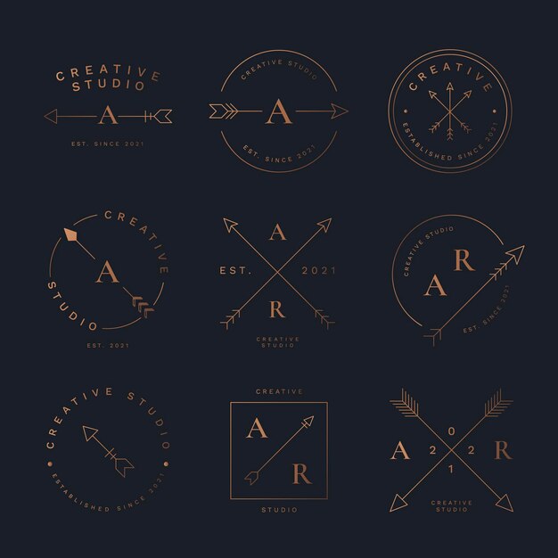 Flecha estética plantilla de logotipo de marca empresarial, colección de vectores de diseño simple