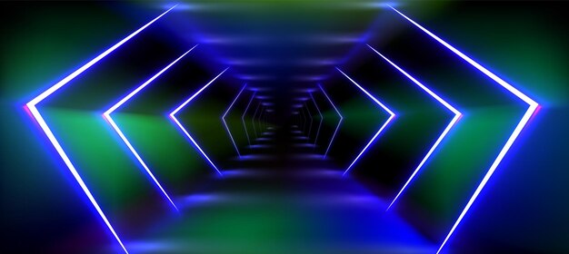 Flecha de neón abstracta y fondo de energía de velocidad