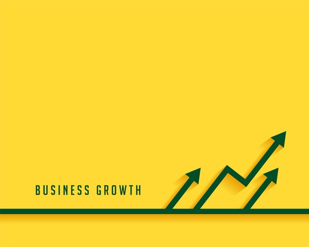 flecha verde de crecimiento de éxito empresarial en vector de fondo amarillo