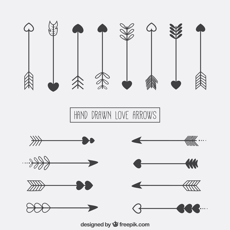 Vector gratuito flechas de amor dibujadas a mano