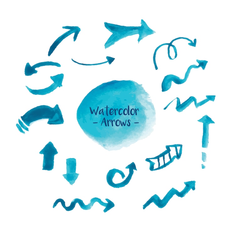 Vector gratuito flechas azules de acuarela
