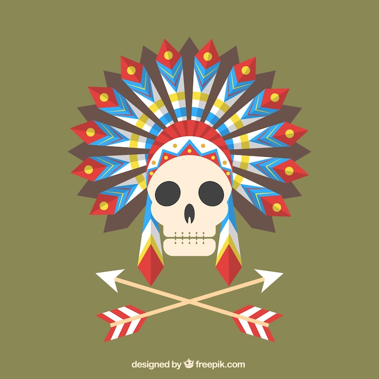 Vector gratuito flechas y calavera india