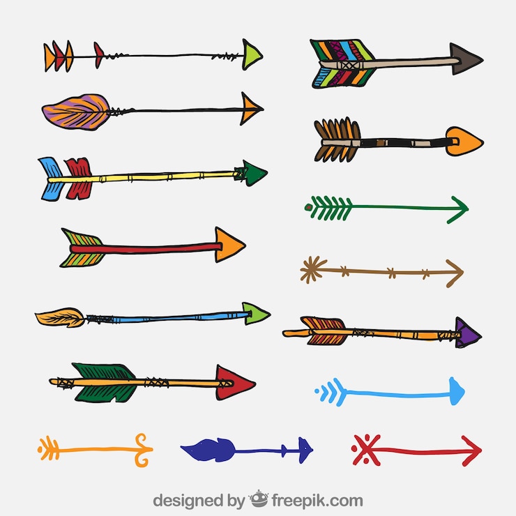 Vector gratuito flechas de colores en estilo dibujado a mano