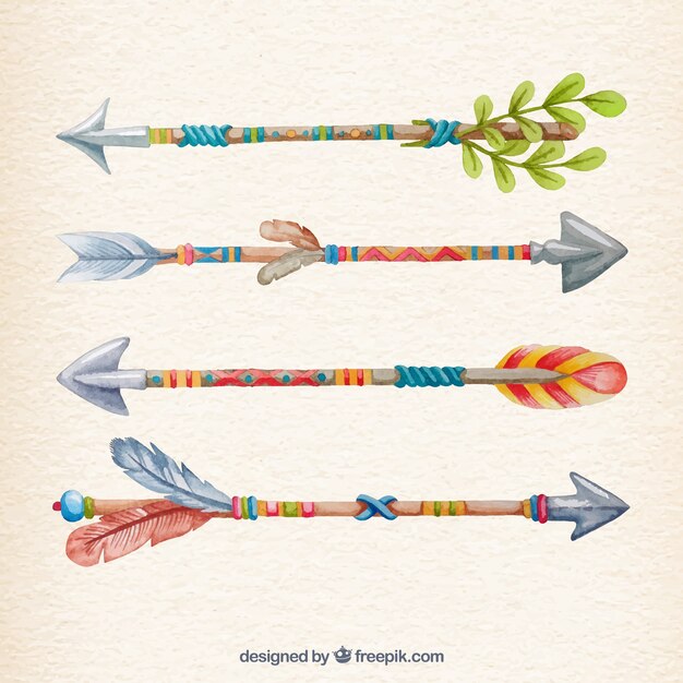 Flechas de colores en el estilo pintado a mano
