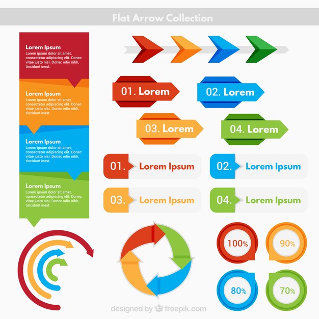flechas de colores planos y elementos infográficos
