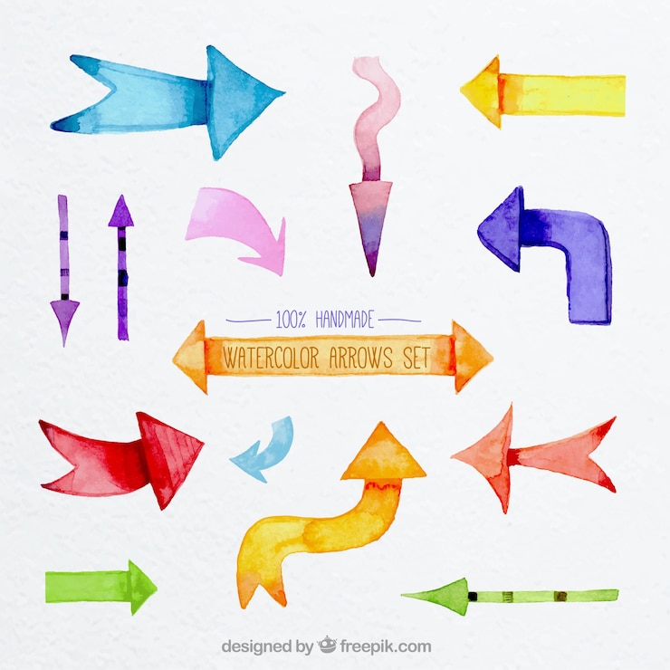 Vector gratuito flechas coloridas de acuarela