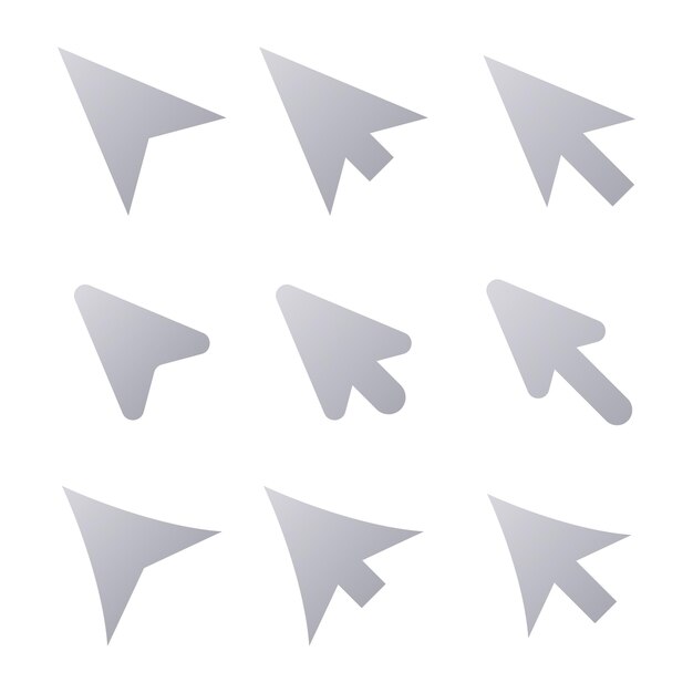Flechas del cursor del mouse degradado plateado