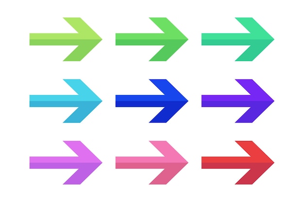 Vector gratuito flechas a la derecha conjunto de colores múltiples