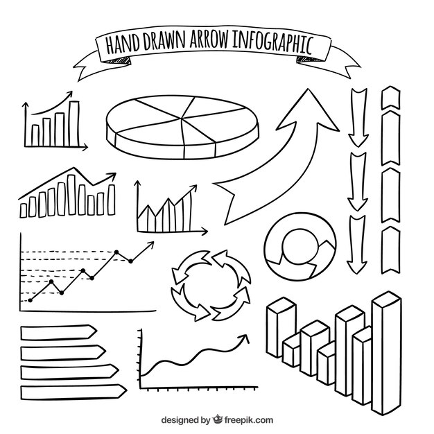 flechas dibujadas a mano y otros elementos infográficos