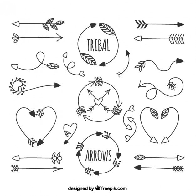 Vector gratuito flechas dibujadas a mano tribales