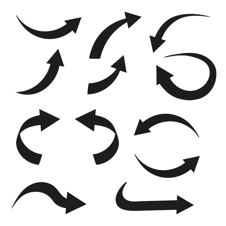 Vector gratuito flechas finas a gruesas