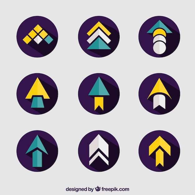 Flechas modernas en diseño plano 