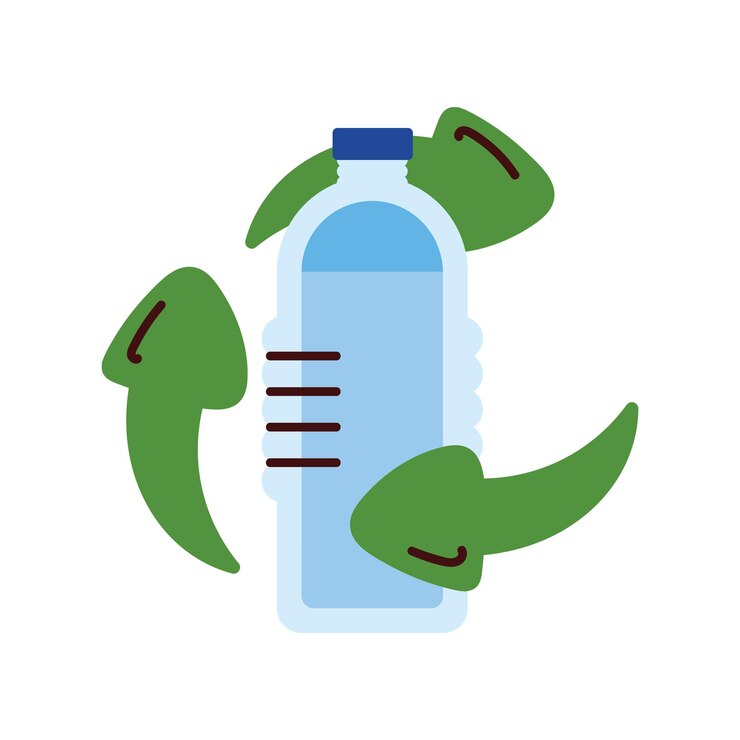 Vector gratuito flechas de reciclaje en botella de plástico
