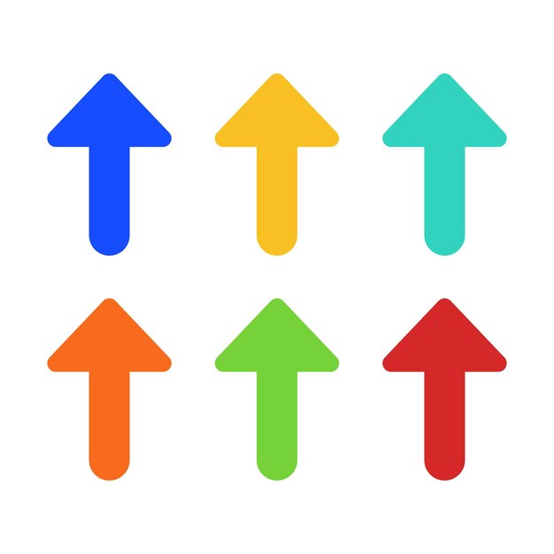 Flechas redondeadas hacia arriba de varios colores