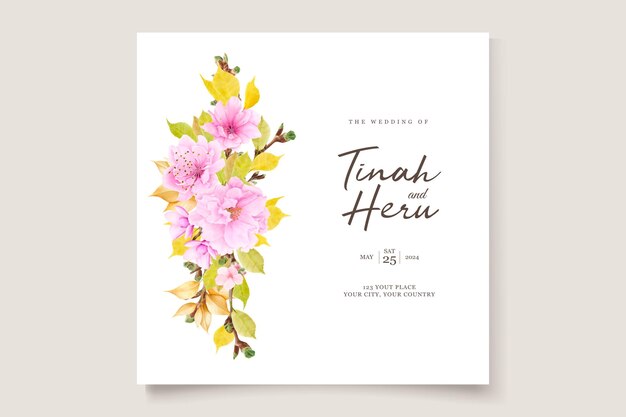 flor de cerezo con color rosa y juego de cartas de hojas suaves