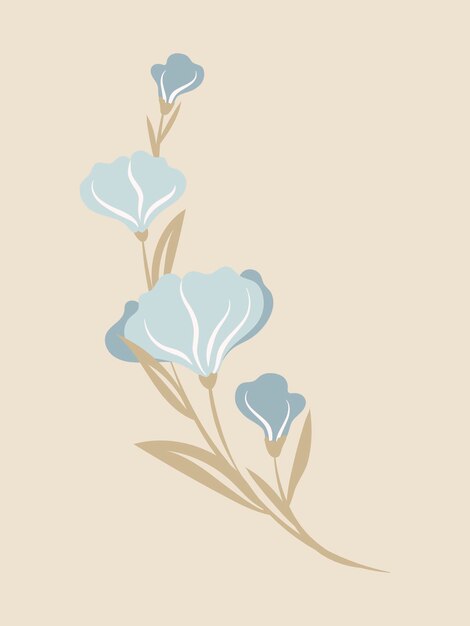 Flor en colores pastel, ilustración de vector de imágenes prediseñadas de primavera de diseño plano