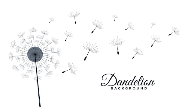 Flor de diente de león con semillas voladoras hacer un vector de fondo de concepto de deseo