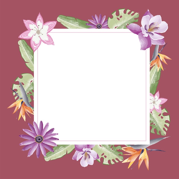 flor exótica en marco cuadrado