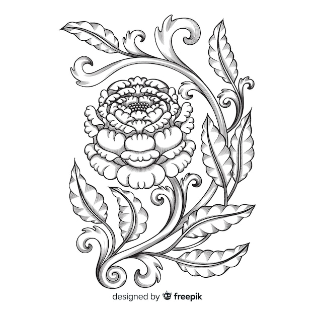 Vector gratuito flor ornamental dibujada a mano