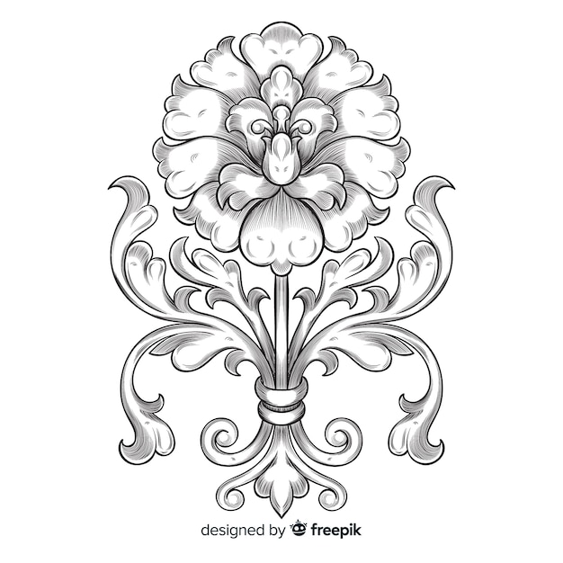 Vector gratuito flor ornamental dibujada a mano