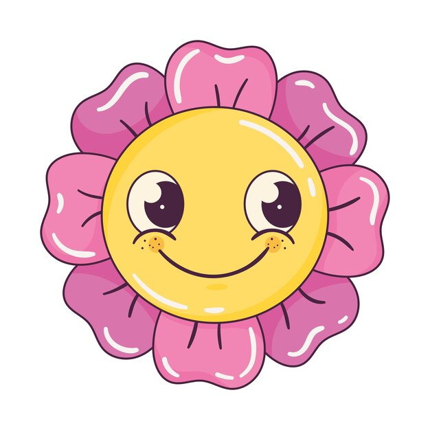 flor sonriendo estilo retro