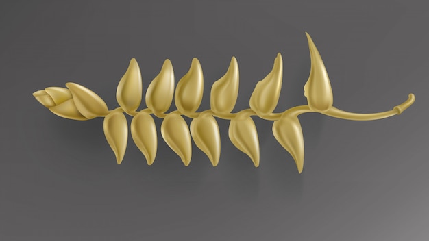 Flora de oro tropical aislada en vector del fondo del negro oscuro.