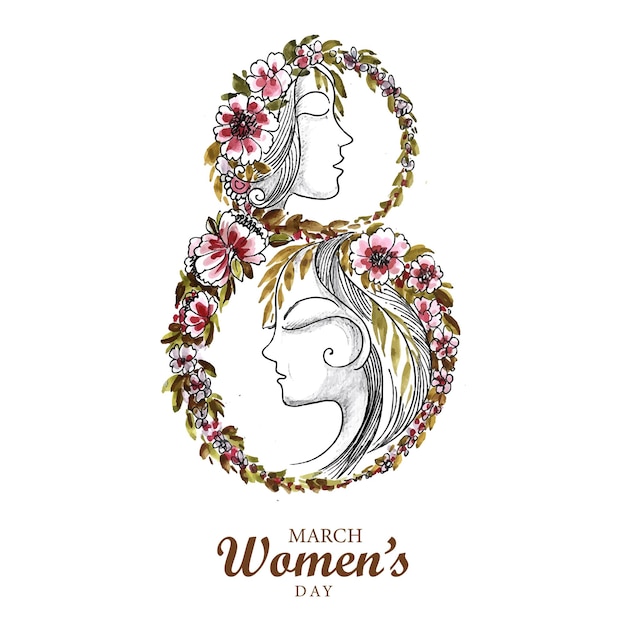 Floral decorativo con fondo de tarjeta del día de la mujer 8march