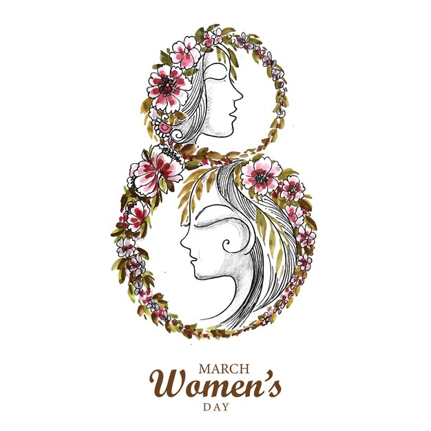 Floral decorativo con fondo de tarjeta del día de la mujer 8march