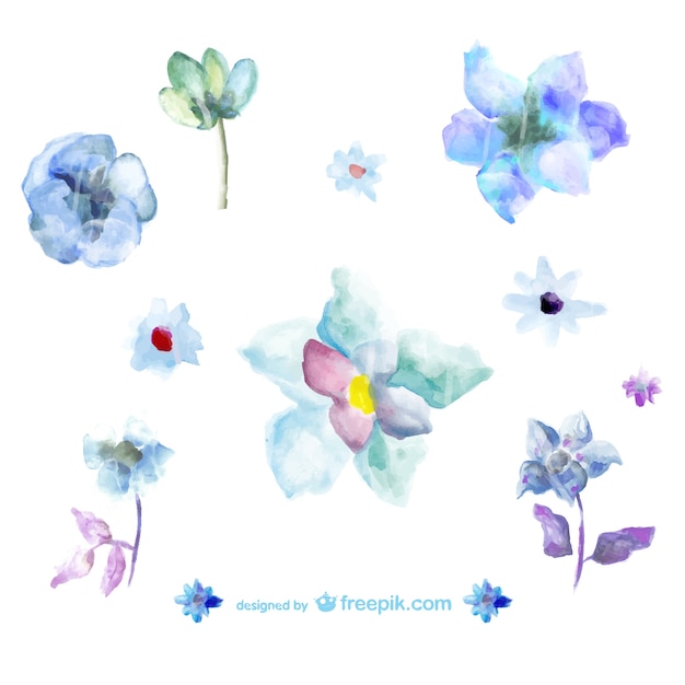 Vector gratuito flores azules estilo acuarela