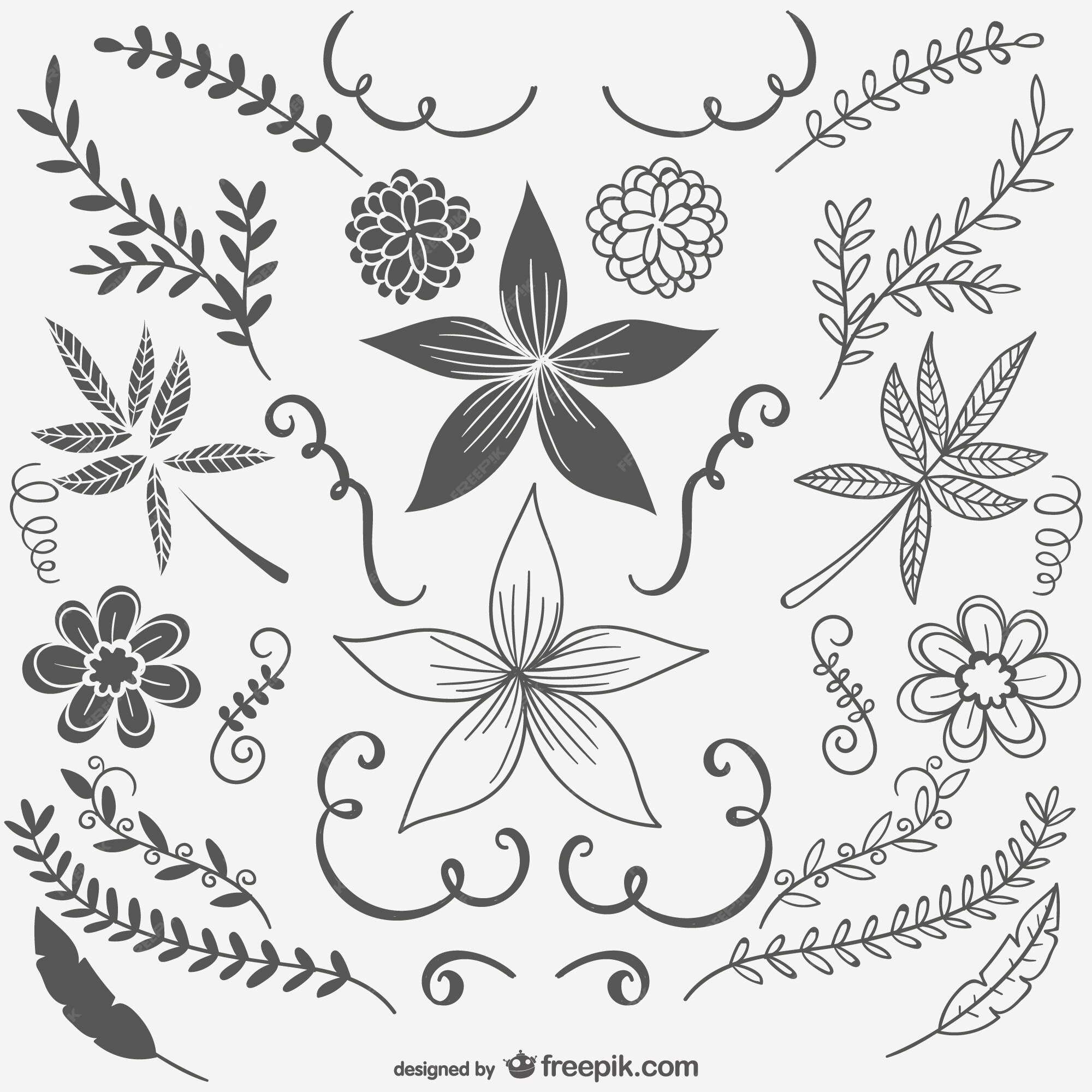 Flores en blanco y negro vintage | Vector Gratis Flores en blanco y negro vintage | Vector Gratis
