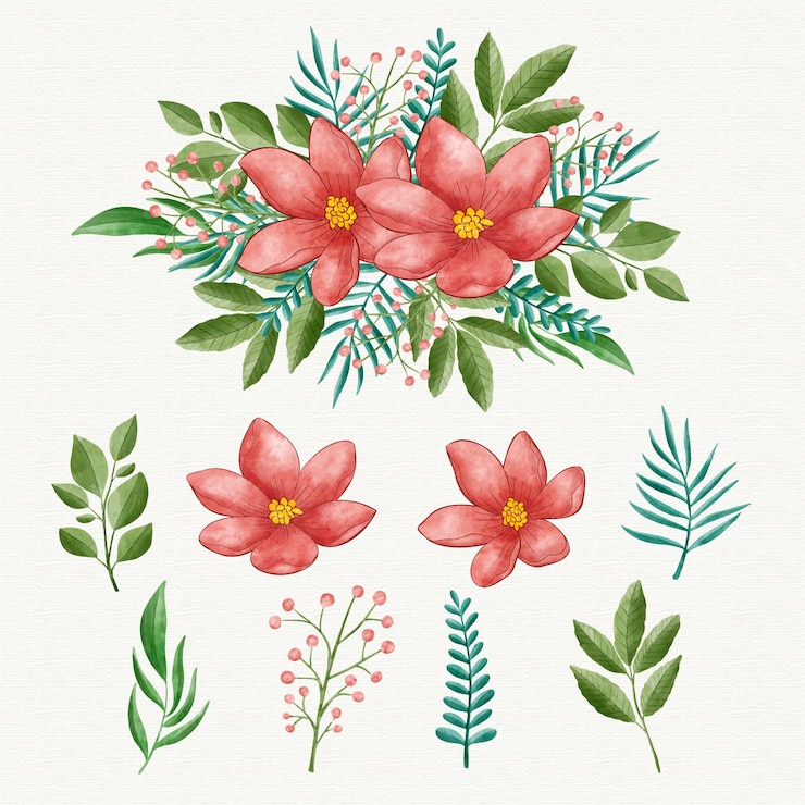 Vector gratuito flores de la colección de acuarelas