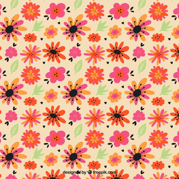 flores de color naranja de la vendimia y de las hojas