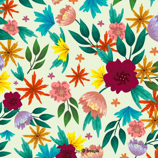Flores de colores de fondo pintado estilo