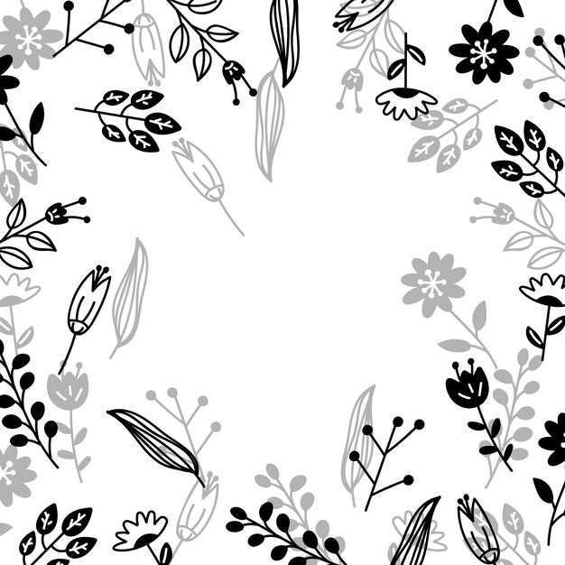 Flores dibujadas a mano de arte lineal