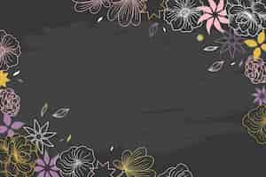 Vector gratuito flores dibujadas a mano en papel tapiz de pizarra