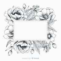 Vector gratuito flores dibujadas a mano realista con banner en blanco