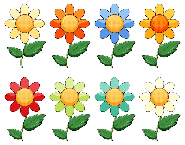 Vector gratuito flores con diferentes colores