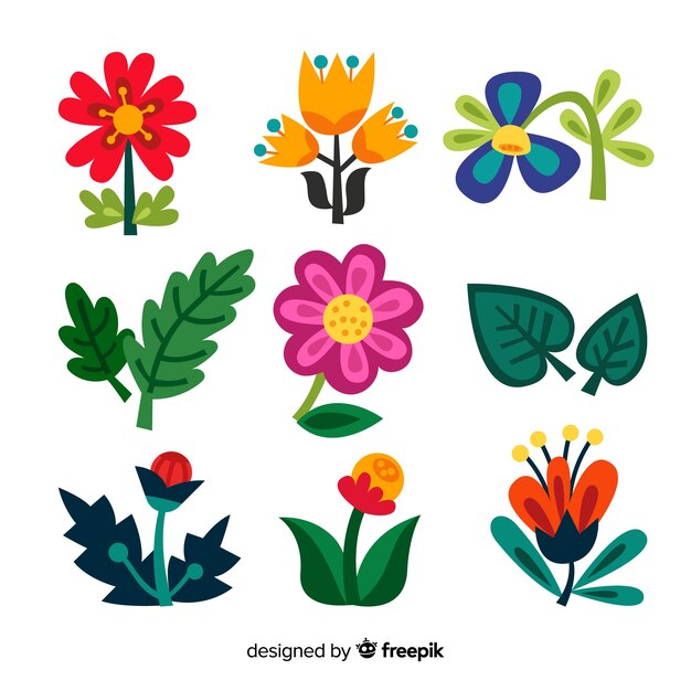 Flores y hojas abstractas dibujadas a mano