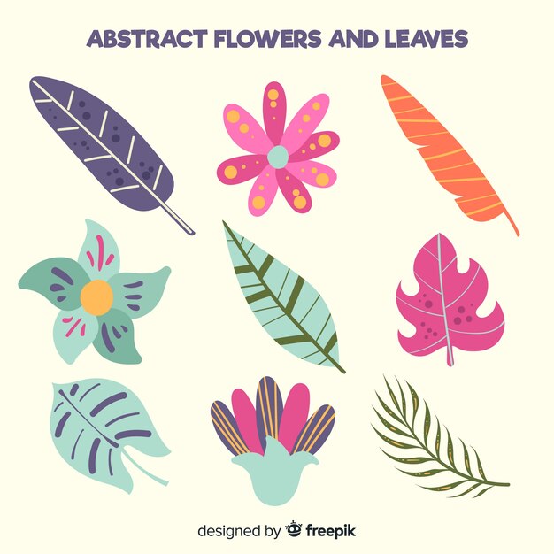 Flores y hojas dibujadas a mano